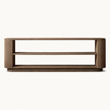 RH Mulholland 96-inch Low Console - Brown Oak