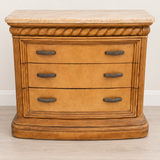 Carved Wood Nightstand with Stone Top