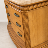 Carved Wood Nightstand with Stone Top