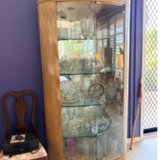 Art Deco-Inspired Curved Glass Curio Cabinet
