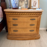 Carved Wood Nightstand with Stone Top