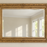 Ornate Gold-Tone Beveled Wall Mirror