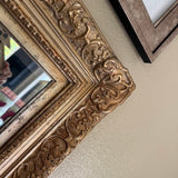 Ornate Gold-Tone Beveled Wall Mirror