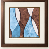 Aqua and Brown Flowing Abstract - Brown Frame