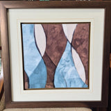 Aqua and Brown Flowing Abstract - Brown Frame