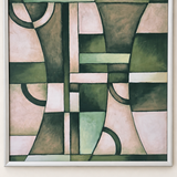 Green Geometric Abstract - Silver-Tone Frame