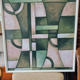 Green Geometric Abstract - Silver-Tone Frame