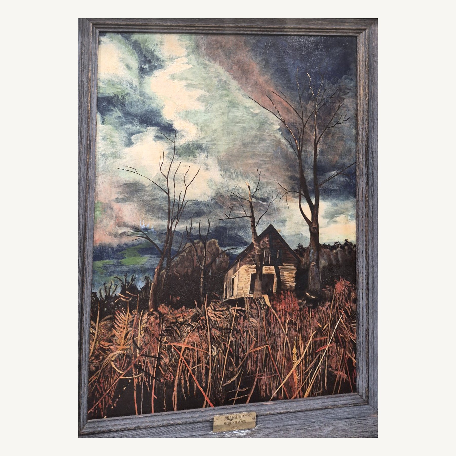 Transition - M. Christianson Farmhouse Painting, 1975 — cropped and straightened original photograph; full frame shown in additional photos