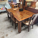 burled leaf table w/ 6 chairs