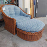 Wicker Work Chair & Ottoman