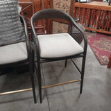 Barstool Dark Wood Back White Seat