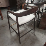 Barstool Dark Wood Back White Seat