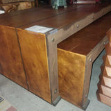 Metal & Leather Coffee Table W/ Benches