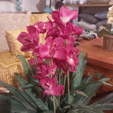 Orchid Faux Plant Brown Pot