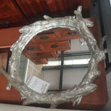 Round Faux Wood Mirror