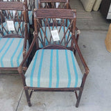 Rattan Dining Chair Stripe Seat Cushion