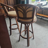 Pair Rattan Swivel Barstools