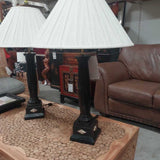 Spindle Lamps Silver Diamond Pair