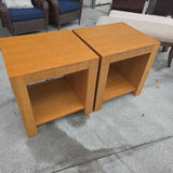 Modern Wood Cube w/ Glass Top Pair
