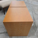 Modern Wood Cube w/ Glass Top Pair