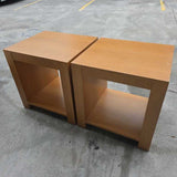 Modern Wood Cube w/ Glass Top Pair