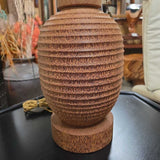 Pair Vintage Coconut Spun Wood Lamps