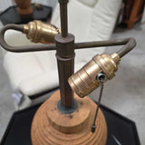 Pair Vintage Coconut Spun Wood Lamps