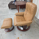 Brown StressLess Recliner w/Ottoman