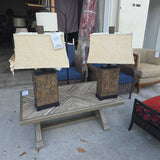 Brown Table Lamps Pair