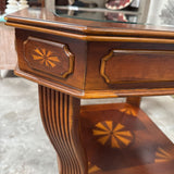 End Table w/ Inlay and Glass Top