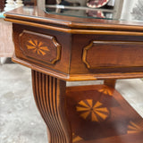 End Table w/ Inlay and Glass Top