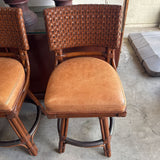 (4) Palecek Woven Rattan Barstools (Counter Height)