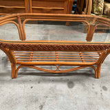 Vintage Rattan Glass Oval Coffee Table