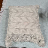 Off White Woven Cotton Boho Textured Throw Pillow