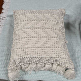 Off White Woven Cotton Boho Textured Throw Pillow