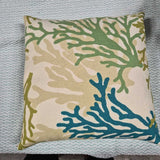 Aqua, Teal, Olive Green Coral Lumbar Pillow