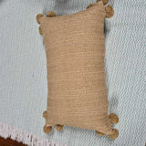 Tan Pom Pom Woven pillow