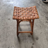 Woven Leather Bamboo Strap Stool