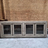 Distressed Wood Console w/ Glass Doors