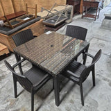 Outdoor Wicker Dining Table w/ 4 Chairs