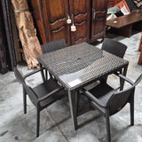 Outdoor Wicker Dining Table w/ 4 Chairs