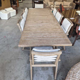 Solid Teak Coastal Dining Table w/ 10 Chairs