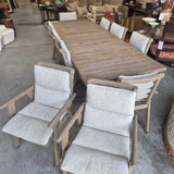 Solid Teak Coastal Dining Table w/ 10 Chairs