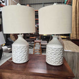 Glazed Ceramic Lamp Pair