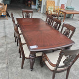 Dark wood Dinning Table w/ 2 leaf (10ft) w/8 chairs