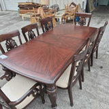 Dark wood Dinning Table w/ 2 leaf (10ft) w/8 chairs