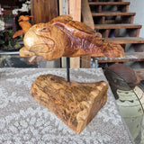 Handcarved Teak Turtle w/ Teak Stand