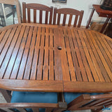 Coastal Teak Outdoor Dinning Set W/ 6 Chairs
