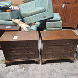 Dark Wood 3 Door Nightstands (Pair)