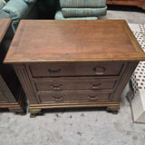 Dark Wood 3 Door Nightstands (Pair)